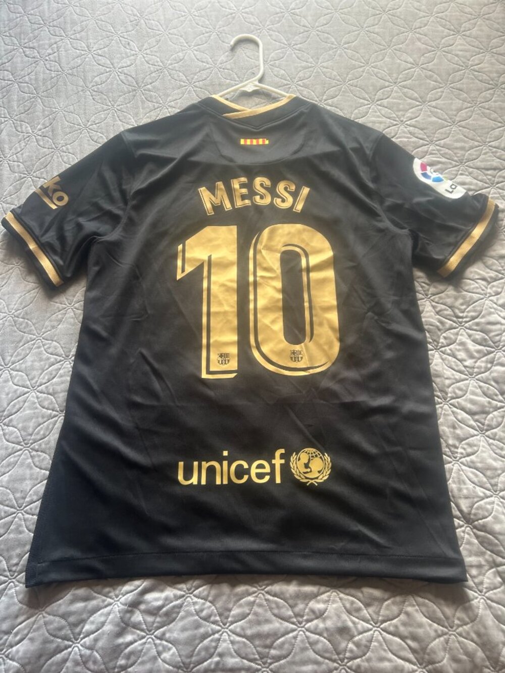 FC Barcelona Lionel Messi #10 Black Gold Jersey
